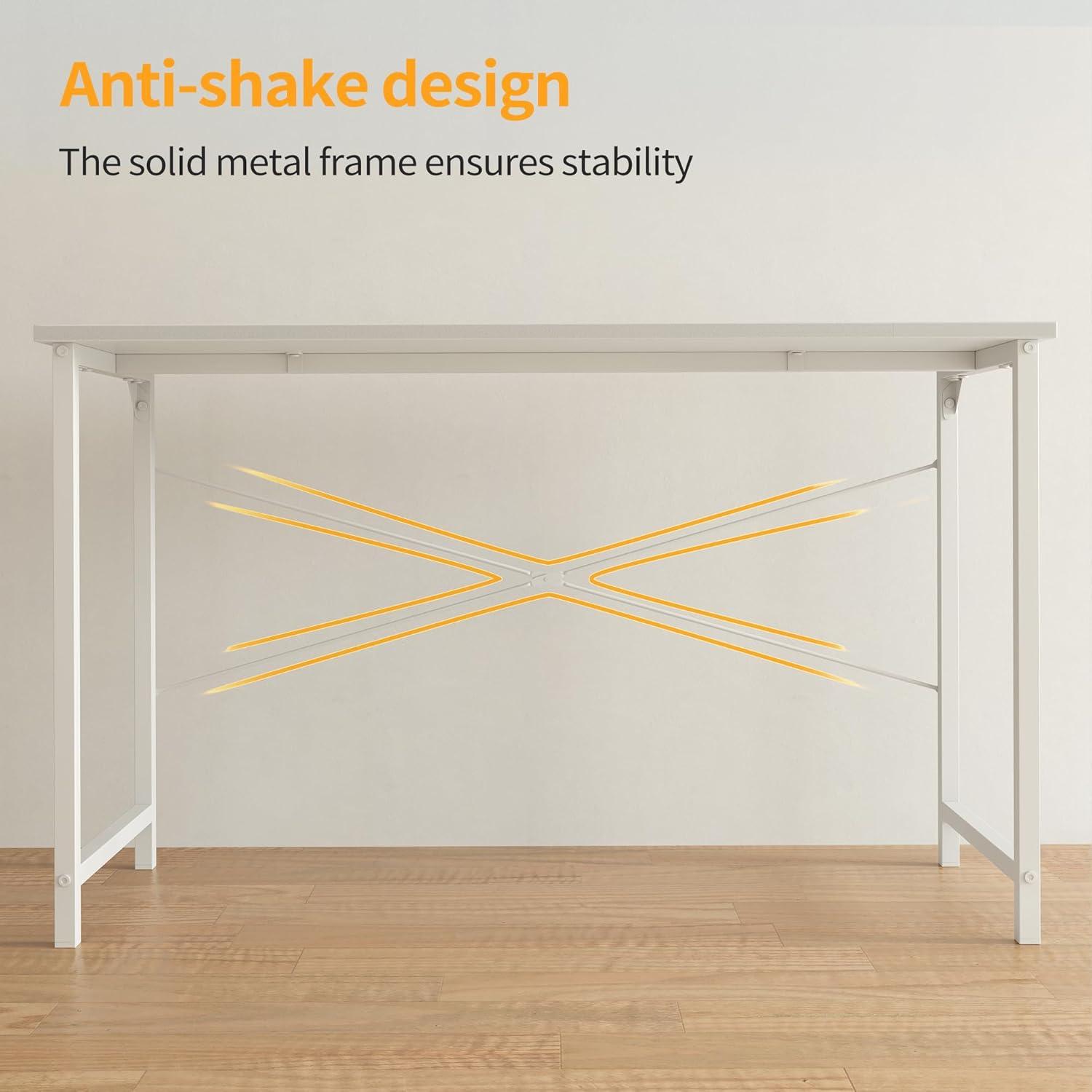 Kleiner Schreibtisch 100x48 cm Weiß Industrie-Design Metallgestell