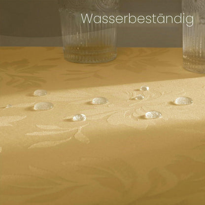 Runde Tischdecke Gold Romanstil 160cm – Abwaschbar & Jacquard