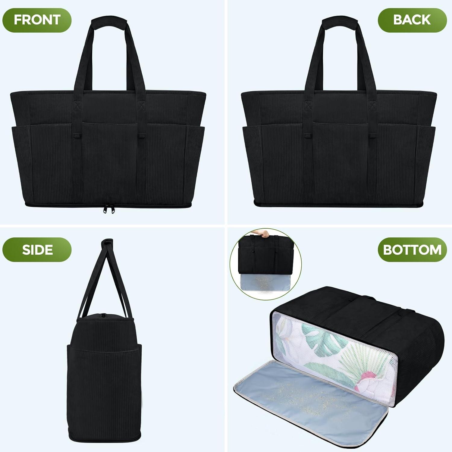Große Strandtasche Damen XXL Cord Shopper Reißverschluss Badetasche