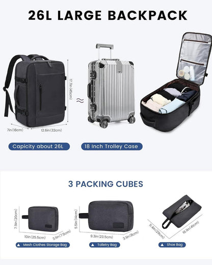 Handgepäck Rucksack 45x36x20 für Easyjet, Reiserucksack 15,6 Zoll Laptop Backpack Dunkelgrau
