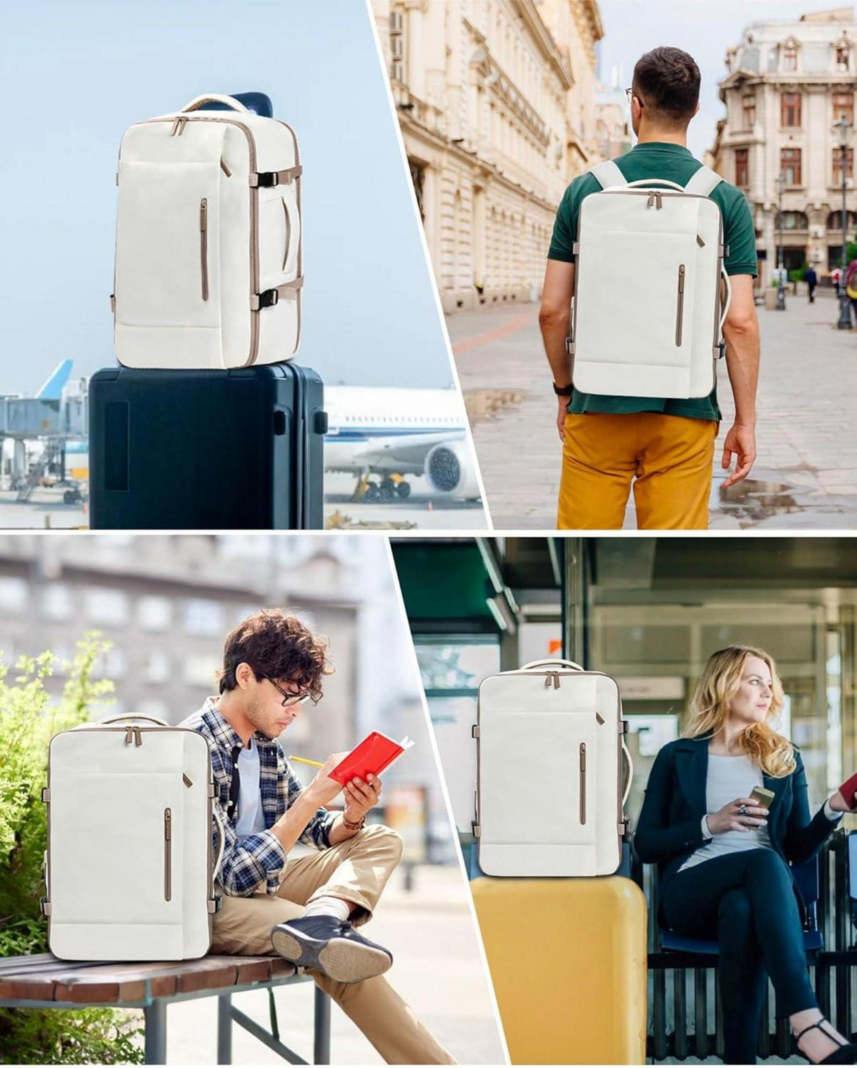 LOVEVOOK 40L Reiserucksack Handgepäck Laptop 17 Zoll Wasserdicht Beige