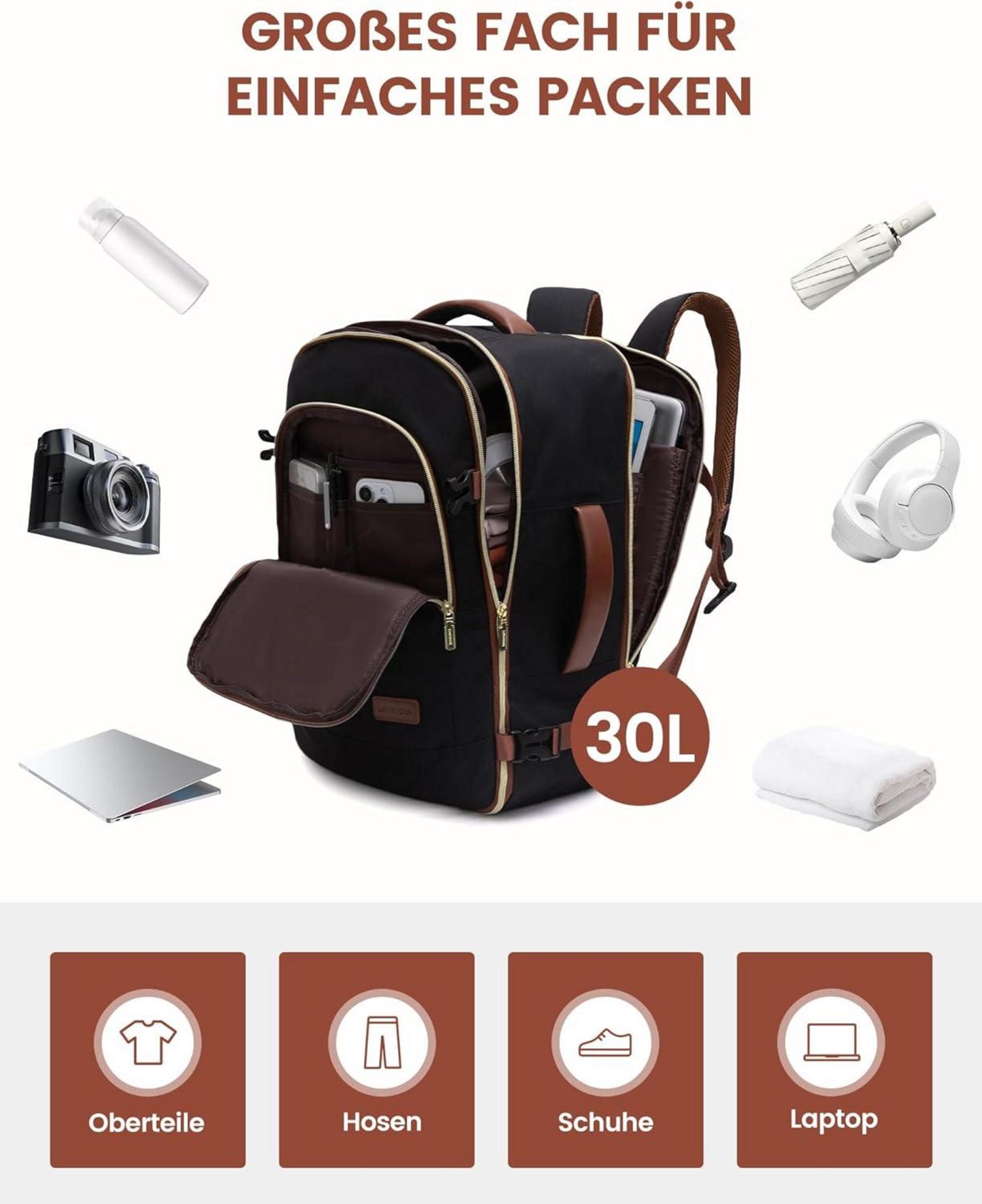 LOVEVOOK Reiserucksack Damen 17.3 Zoll Laptop Travel Backpack