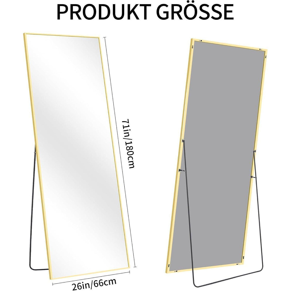 Großer Standspiegel Rechteckig mit Aluminiumrahmen – 179x65cm
