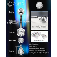 OUFER Bauchnabelpiercing Titan 14G mit Tropfen Anhänger 10mm