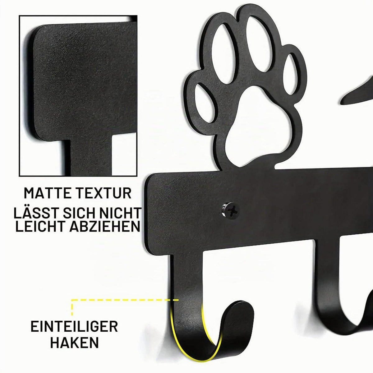 Hundegarderobe mit 5 Haken und Pfotenabdruck-Design