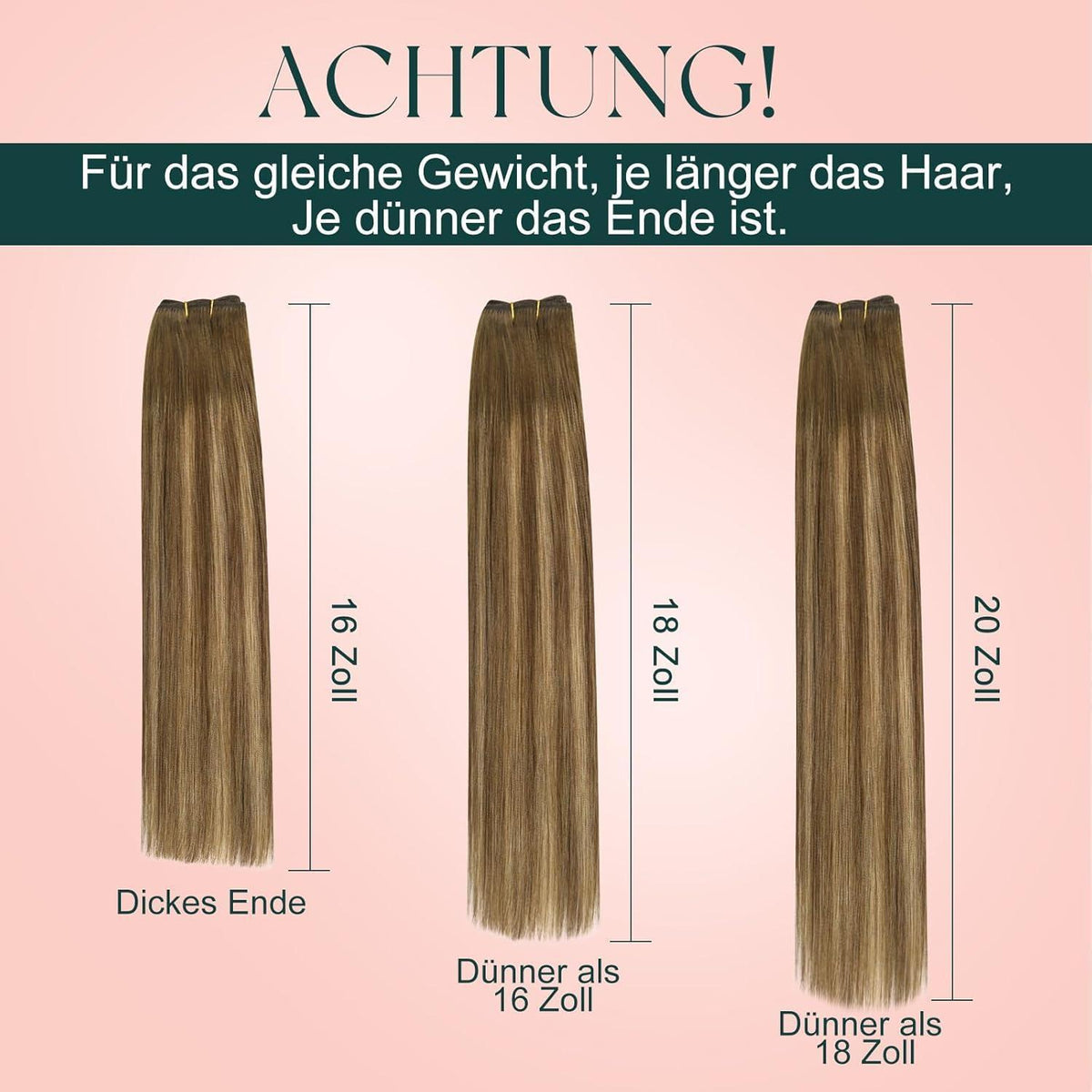 Echthaar Tressen Balayage Braun Ombre Blond 55cm
