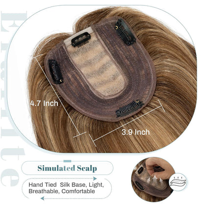 Echthaar Topper Clip-in #4/27 Mittelbraun Blond