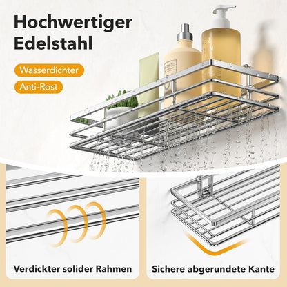 Duschablage ohne Bohren 2er Set Silber Hochwertiger Stahl
