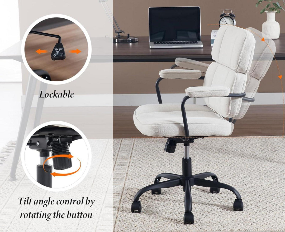 Chairus Bürostuhl Chenille 360° Drehstuhl Höhenverstellbar Beige