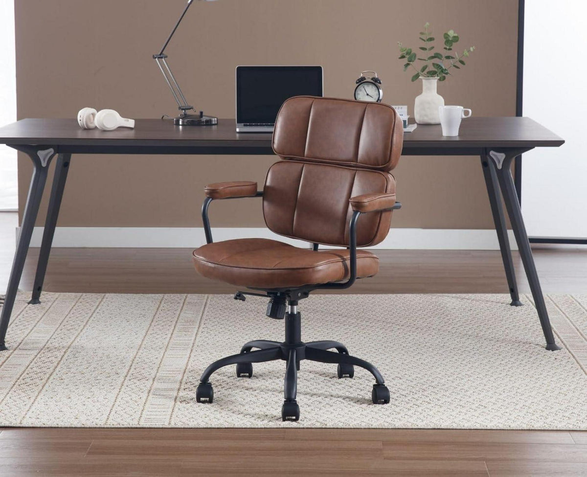 Ergonomischer Bürostuhl 360° Drehstuhl Höhenverstellbar PU Leder Braun