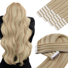 Echthaar Tape Extensions Blond Aschblond Platinblond 40cm