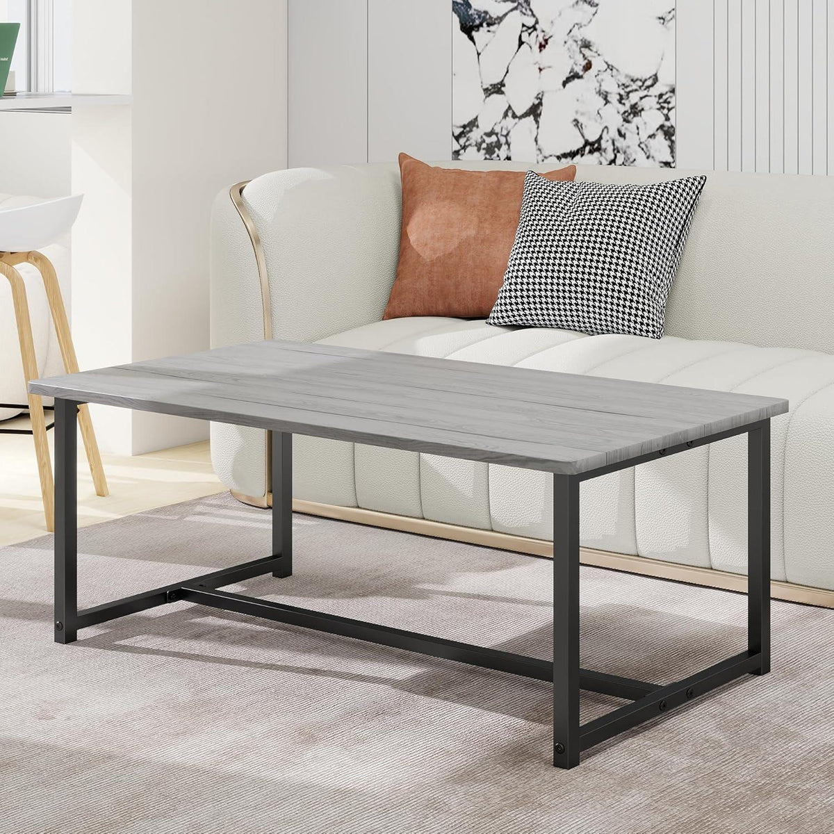 Vintage Couchtisch mit Stauraum Metallgestell, Grau
