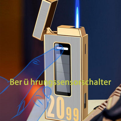 Solar-Feuerzeug Schwarz Gold Nachfüllbar Winddicht Geschenkbox