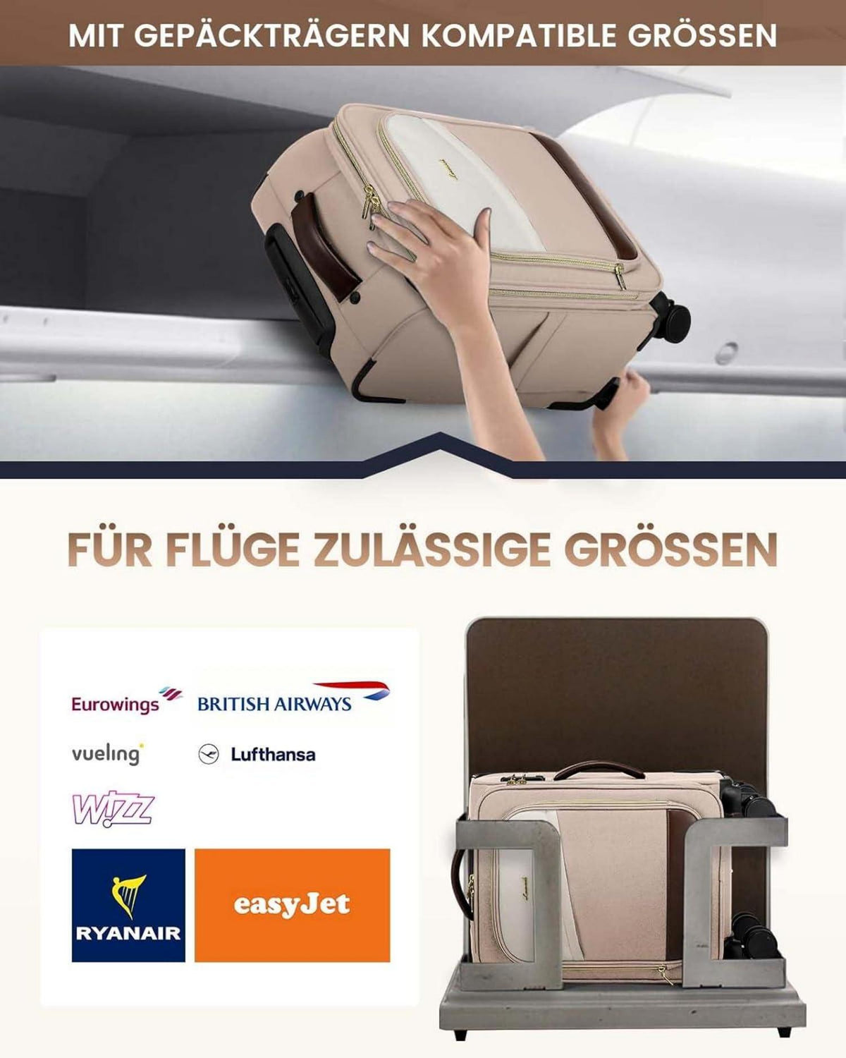 Handgepäck Rucksack 40L Damen Koffer Reiserucksack Wasserdicht 17 Zoll Laptop