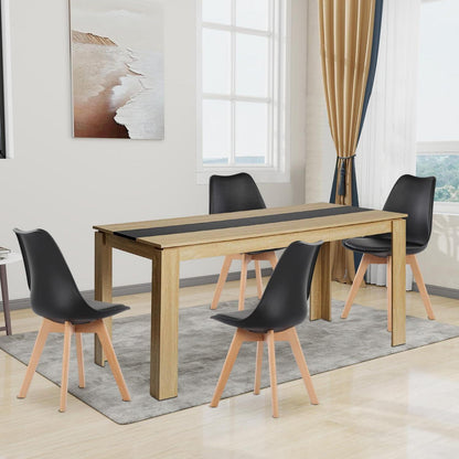 Esszimmergruppe Eiche-Schwarz: Tisch 160cm + 4 Stühle