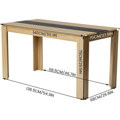 Esszimmergruppe Eiche-Schwarz mit 6 Stühlen (140cm)
