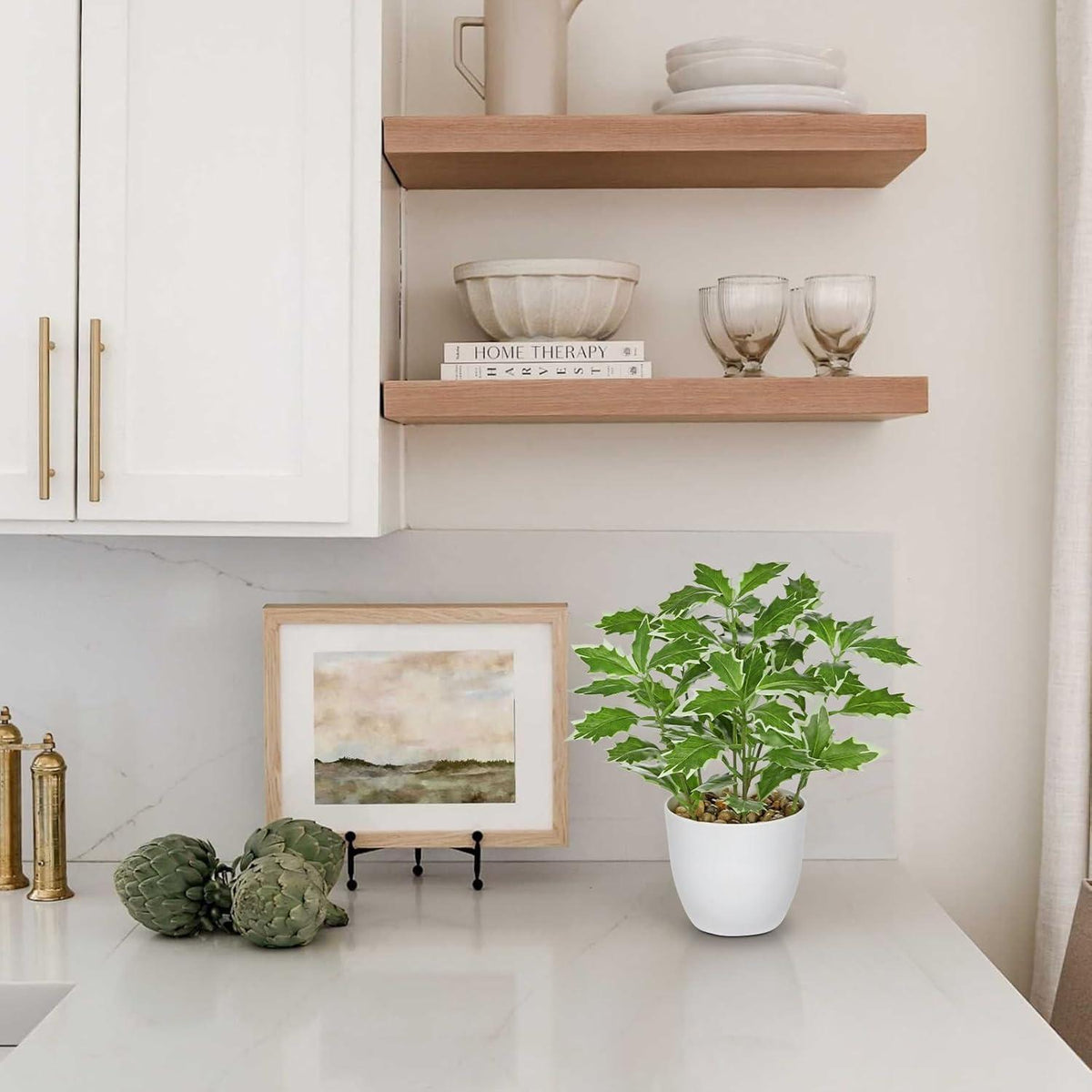 Kleine Kunstpflanze Ficus im Topf, naturgetreu, 25cm