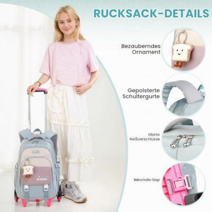 Grüner Schulrucksack Trolley für Mädchen & Teenager 36L