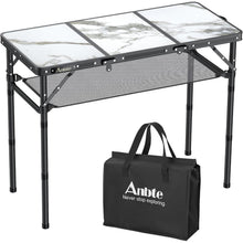 Klapptisch Aluminium 88x40cm 3 Höhen, Marmor Weiß