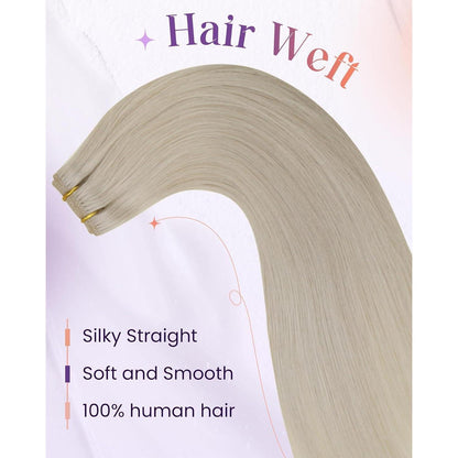 Echthaar Tressen Blond Platinblond 45cm zum Einnähen