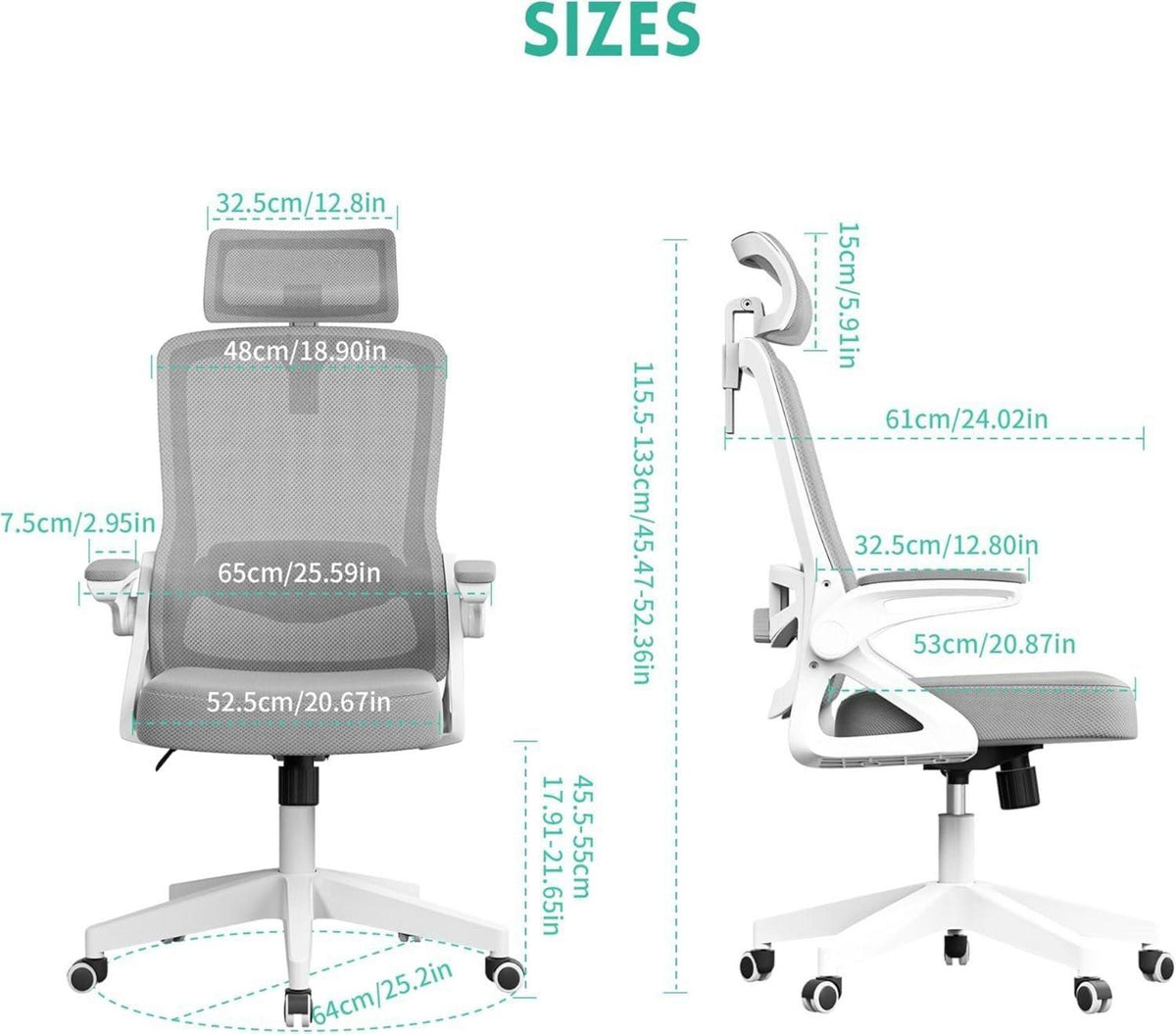 Ergonomischer Bürostuhl Verstellbare Armlehnen Gaming Stuhl
