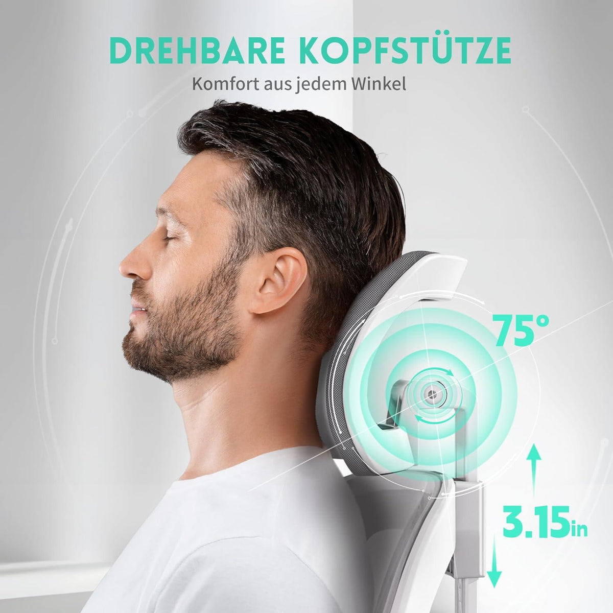 Ergonomischer Bürostuhl mit Verstellbaren Armlehnen und Extra Breitem Kissen