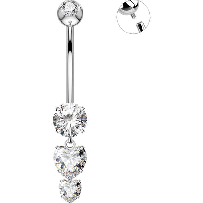 Bauchnabelpiercing Titan G23 mit Herzanhänger 14G 14mm
