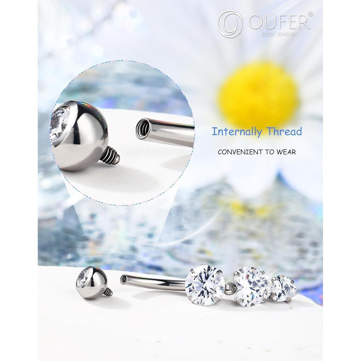 Bauchnabelpiercing Titan G23 mit Herzanhänger 14G 14mm