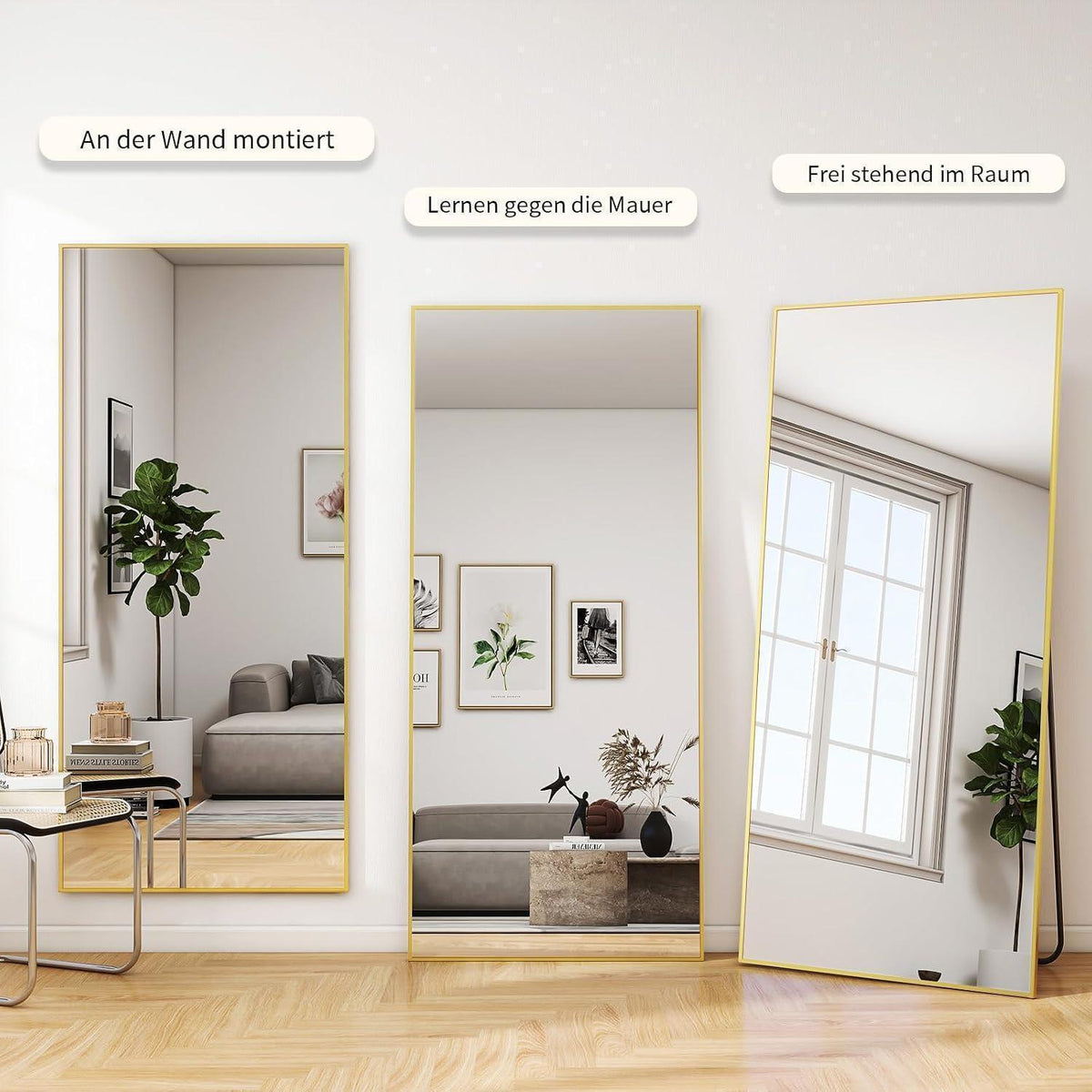 Großer Standspiegel 165x60cm – Bruchsicher & Wandhängend