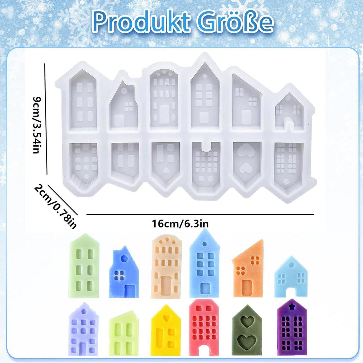Silikonformen Häuser 12er Set – Gießformen für Kerzen & DIY