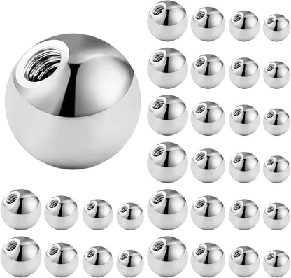 32 Stk. Piercing Kugel Silber 1,2mm Chirurgenstahl 3/4/5/6mm