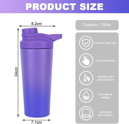 Proteinshaker 750ml Edelstahl Vakuum Isoliert Auslaufsicher