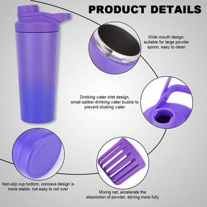 Proteinshaker 750ML Edelstahl Doppelwandig Vakuum Isoliert BPA Frei