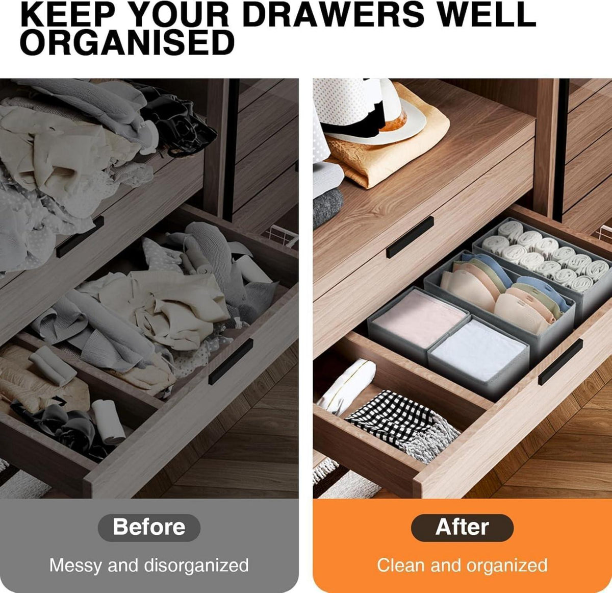 Schubladen Organizer Kleiderschrank - Faltbare Unterwäsche 15er Set