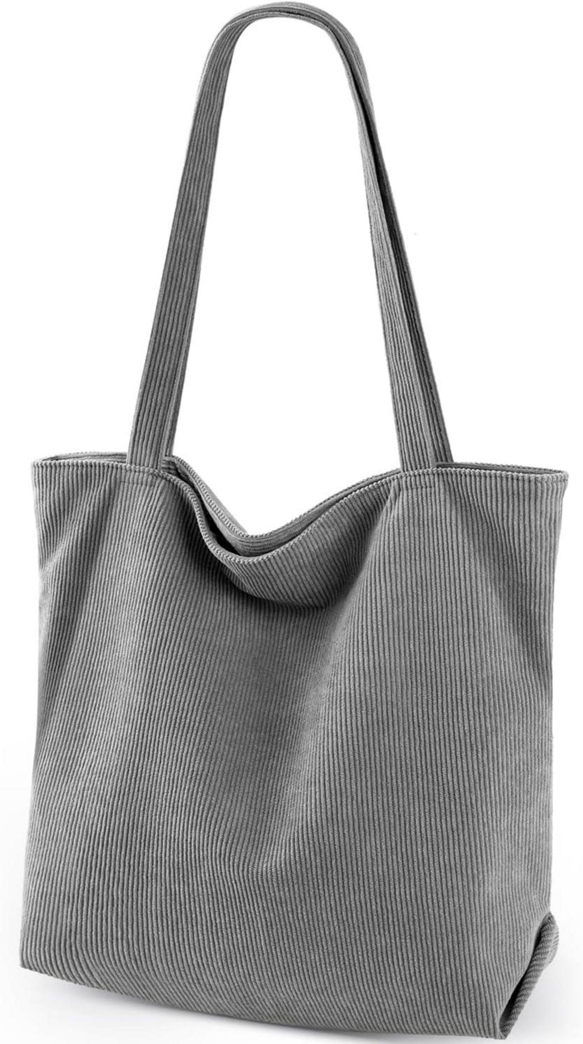Cord Shopper Handtasche mit Reißverschlussfächern, Damen - Beige