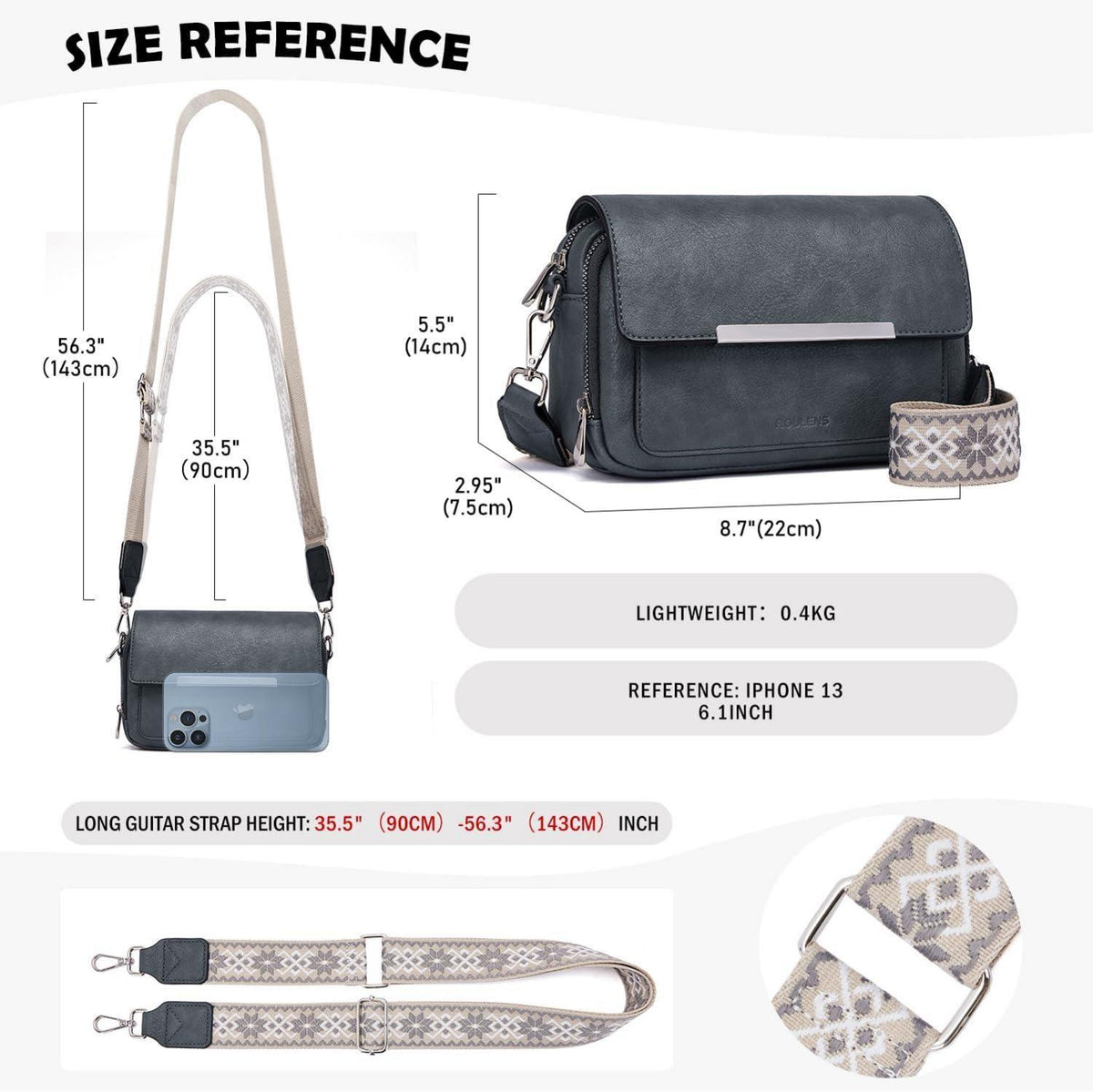 Vegane Leder Umhängetasche Damen Crossbody Schultertasche mit