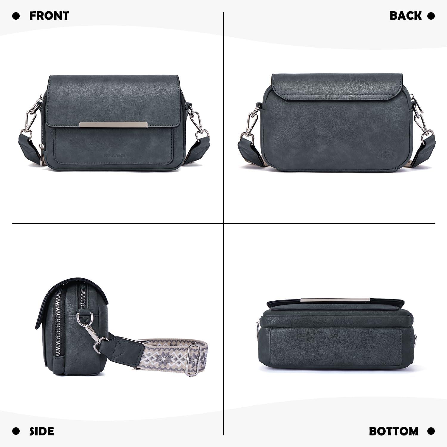 Roulens Damen Umhängetasche Vegan Leder Crossbody Schultertasche justierbarer