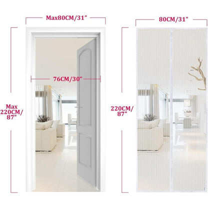 Magnet Fliegengitter Tür 80x220cm Weiß, Klebemontage ohne Bohren