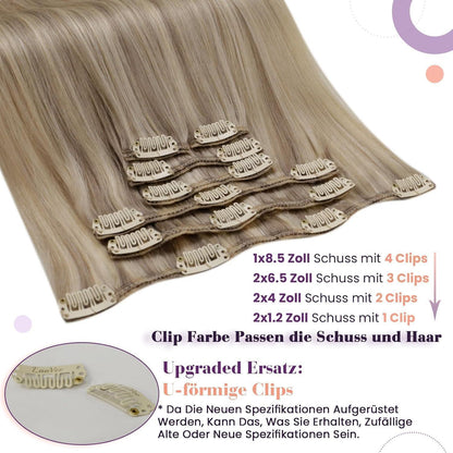 Echthaar Clip-in Extensions Blond 60cm - Natürliches Volumen