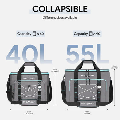 Große Kühltasche 40L – Faltbar, Auslaufsicher & für 60 Dosen