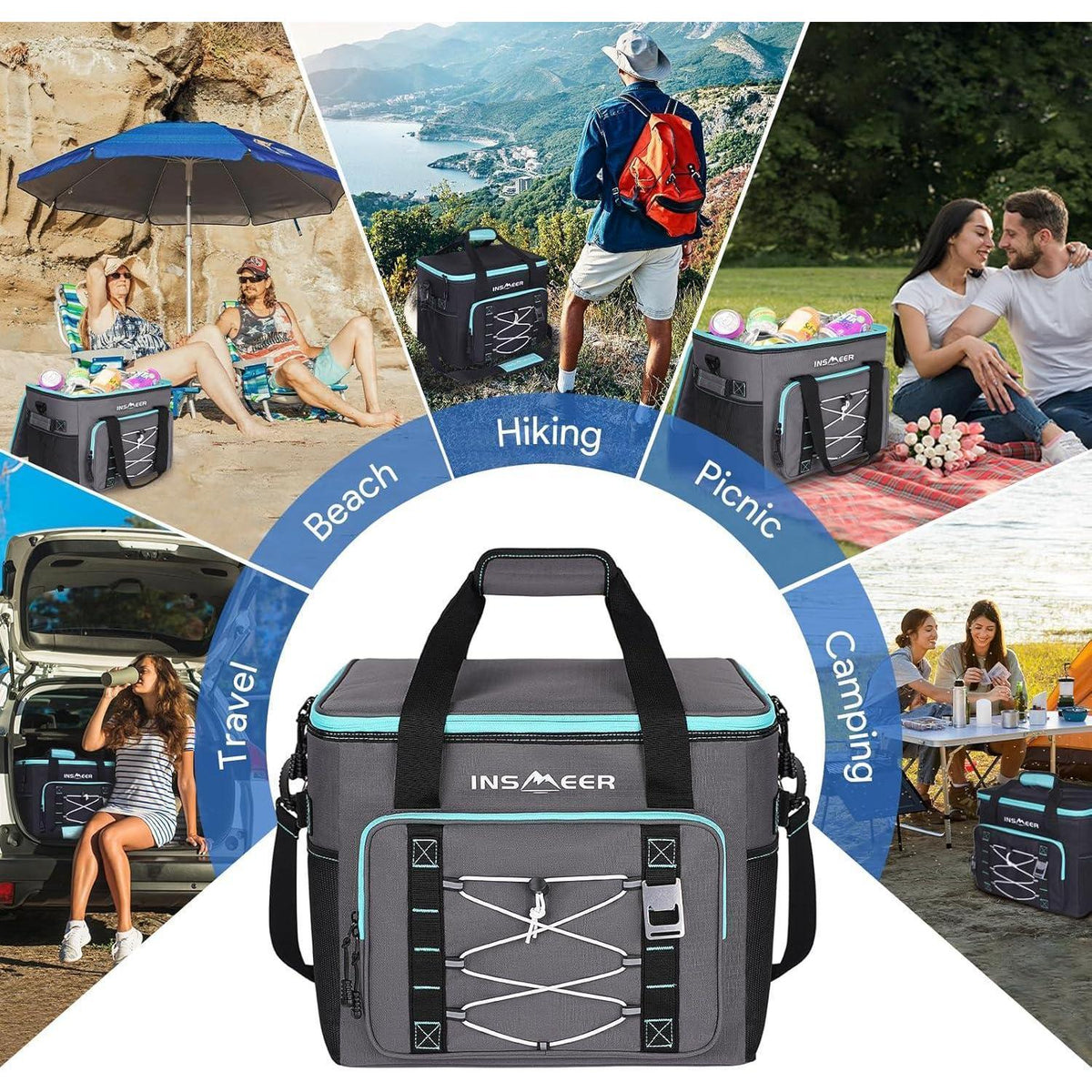 Große Kühltasche 40L – Faltbar, Auslaufsicher & für 60 Dosen