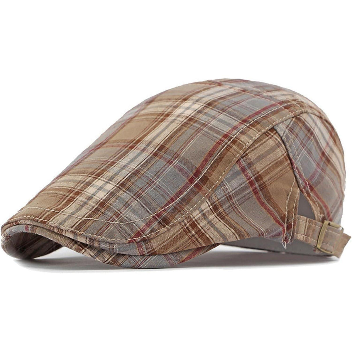 Karierte Schiebermütze Herren Damen Sommer Flatcap Vintage