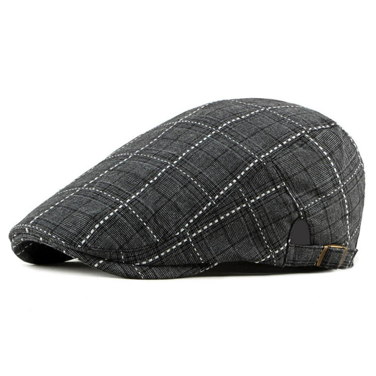 Karierte Schiebermütze Herren Damen Vintage Flatcap Newsboy Cap