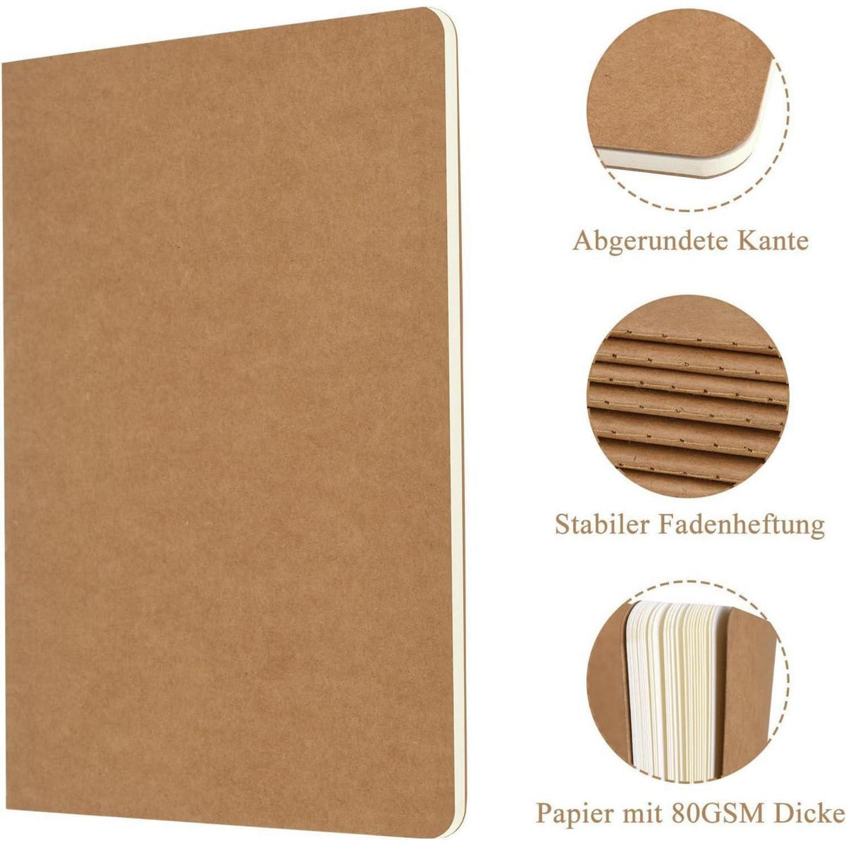 Notizbuch A5 blanko, 24er Pack, FSC-Papier, Künstler & Studenten