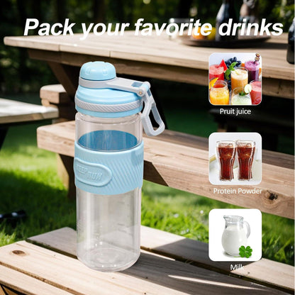 Protein Shaker 650ml Auslaufsicher Fitness Eiweißshaker Blau