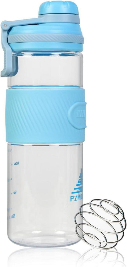 Protein Shaker 650ml Auslaufsicher Fitness Eiweißshaker Blau