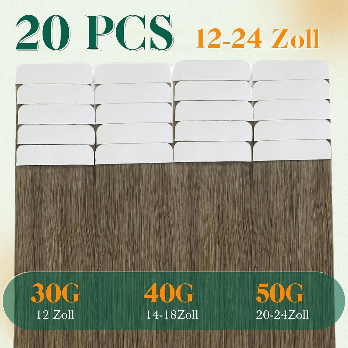 Echthaar Tape Extensions Blond Ombre 50cm