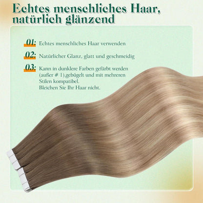 Echthaar Tape Extensions Blond Ombre 50cm