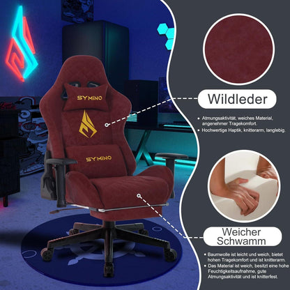 Ergonomischer Gaming Stuhl Burgunderrot in Lederoptik