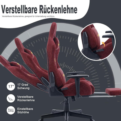 Ergonomischer Gaming Stuhl Burgunderrot in Lederoptik